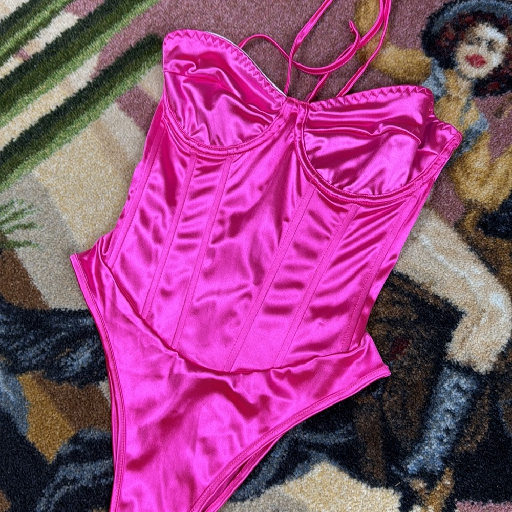 PINK SATIN BODYSUIT - Picture 3 of 14